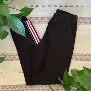Girl’s Black/Red/White Stripe Side Panel Jogger Sweat Pants, Size L/XL